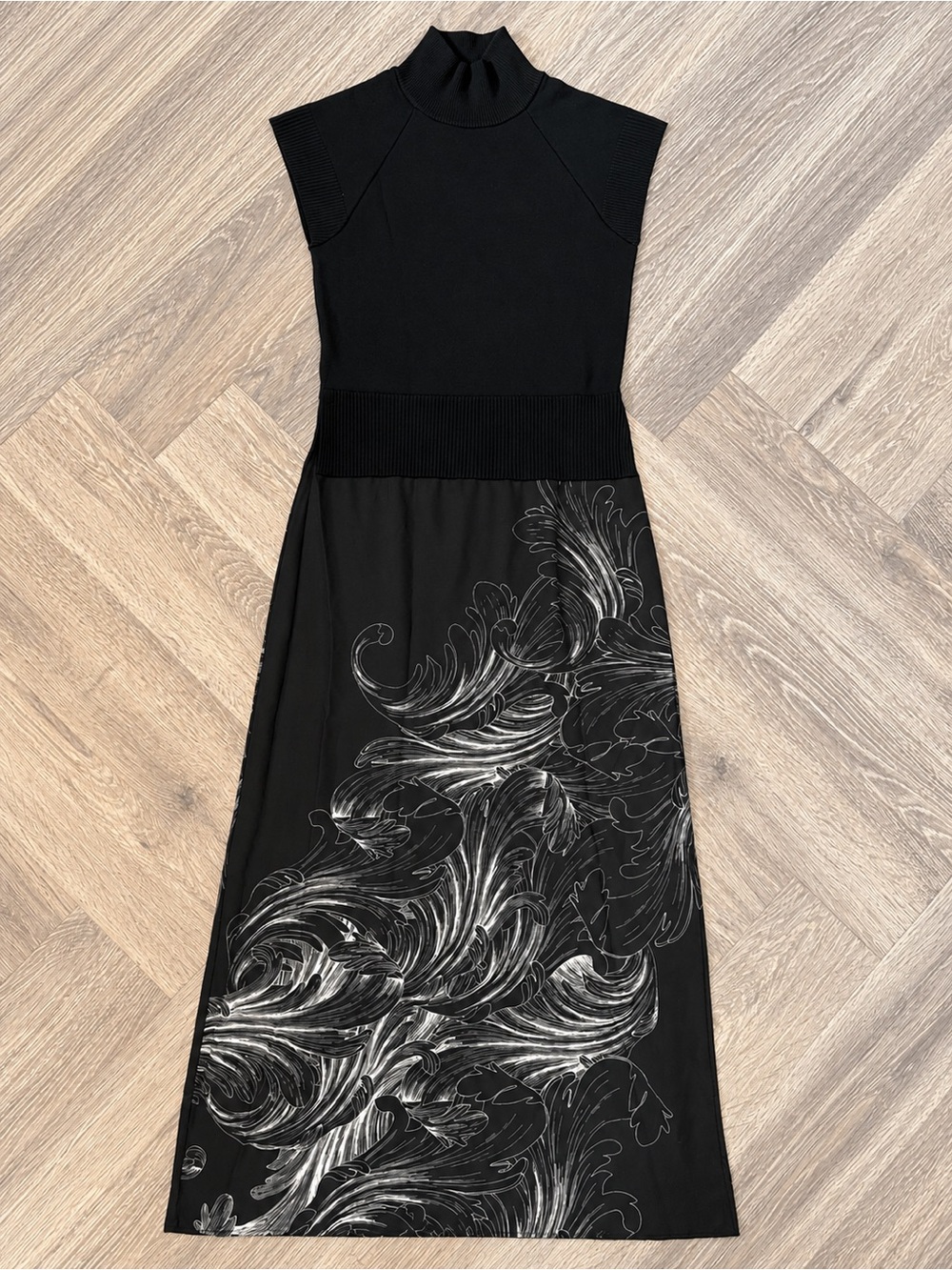 Ted Baker London Black Floral Midi Dress Size 0 NWT